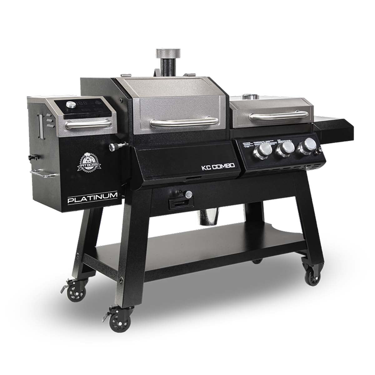Pit Boss Platinum KC Combo, Wifi And Bluetooth Wood Pellet And Gas Grill